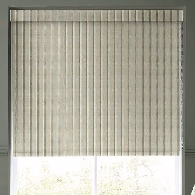 Emily Bond George Stripe Translucent Made to Measure Roller Blind in Sage Green