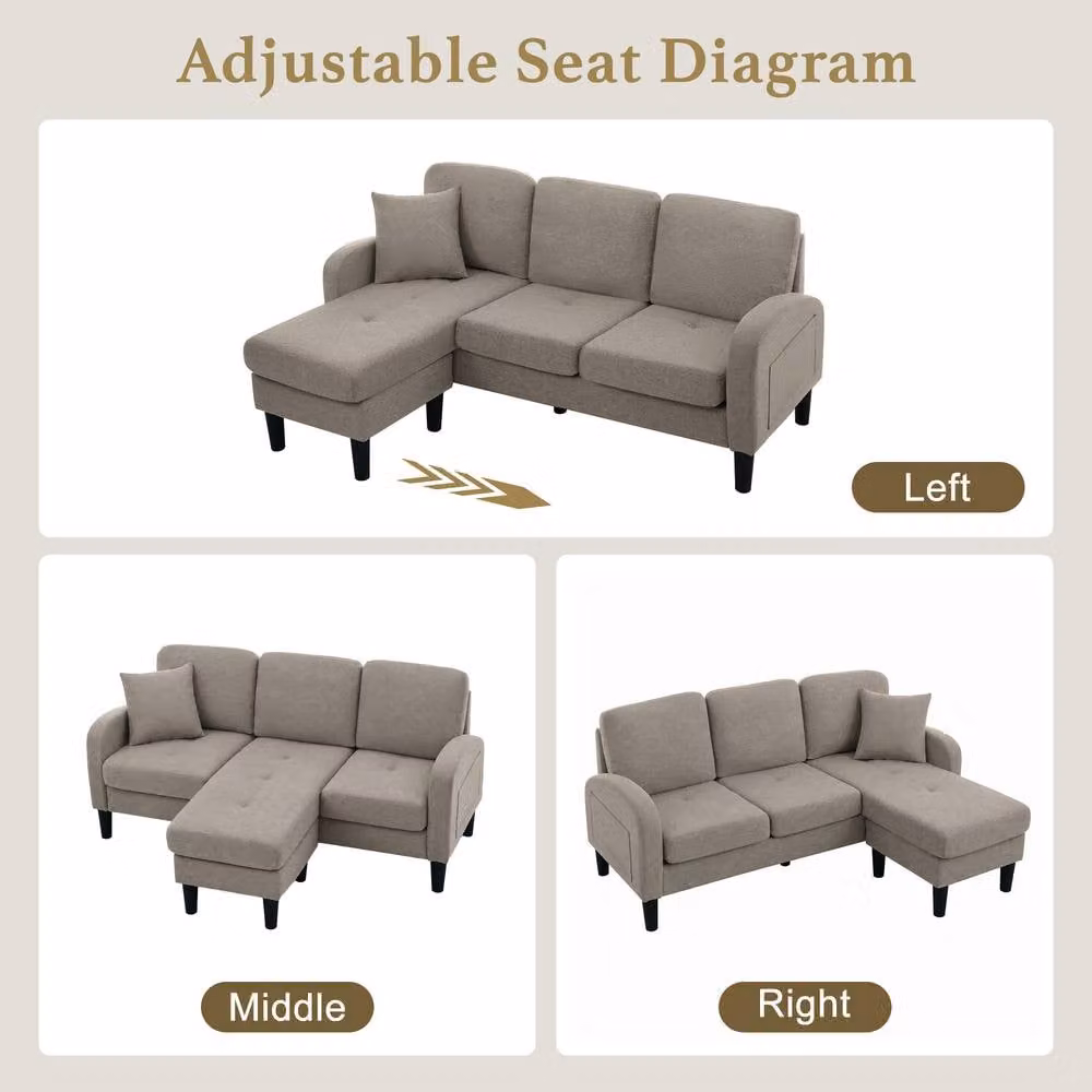 Rolipo Dark Grey L-Shaped 3-Seater Corner Sofa with Reversible Chaise and Scatter Cushions – 3