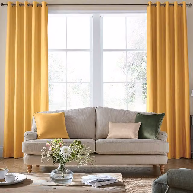Laura Ashley Easton Made to Measure Blackout Eyelet Curtain Panel in Yellow