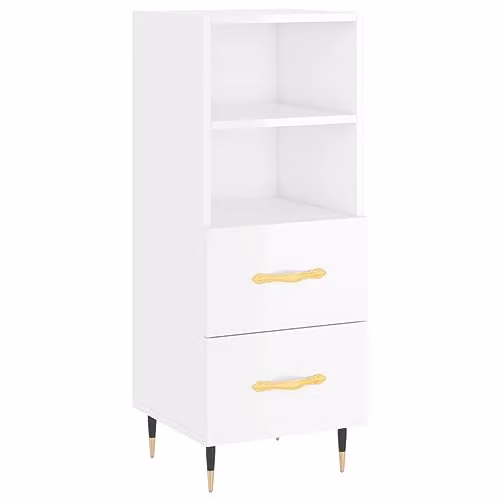 vidaXL Modern High Gloss White Sideboard in Engineered Wood W/D/H: 34.5 x 34 x 90 cm