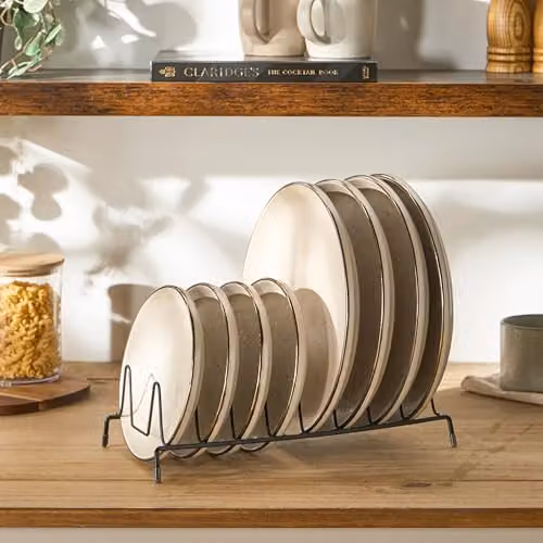 OHS Metal Plate Storage and Dish Drying Rack with Drip Tray in Black – 2