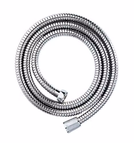 Showerdrape Double Spiral Stainless Steel Chrome Shower Hose, Silver, Length: 1.5 m