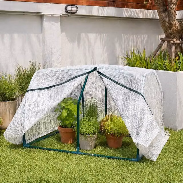 STILVORA Mini Greenhouse with Steel Frame in White, W/D/H: 71 x 60 x 71 cm – 1
