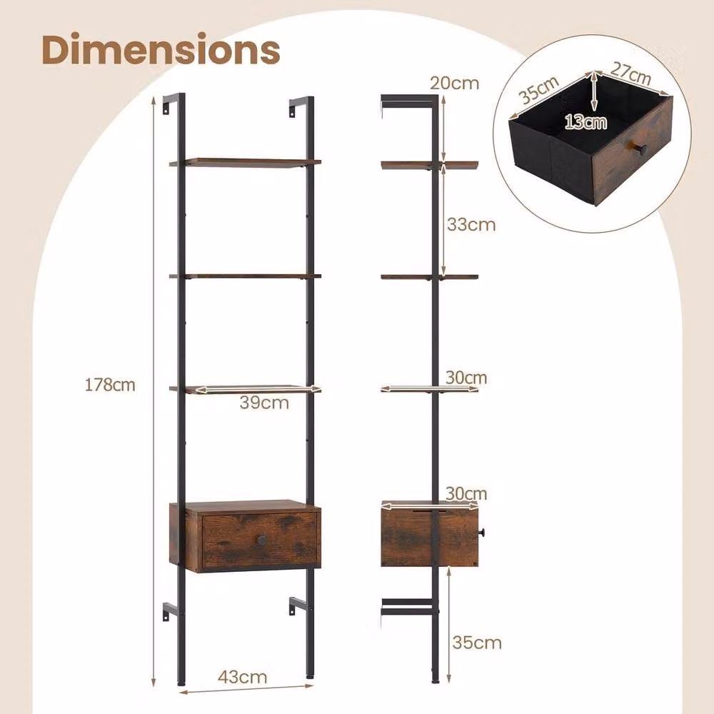 Kelvenix Industrial Open Display Shelf Storage in Brown Metal – 2