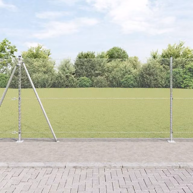Berkfield Home Hexagon Fence in Silver Galvanised Steel, H: 120 cm x L: 50 m – 1