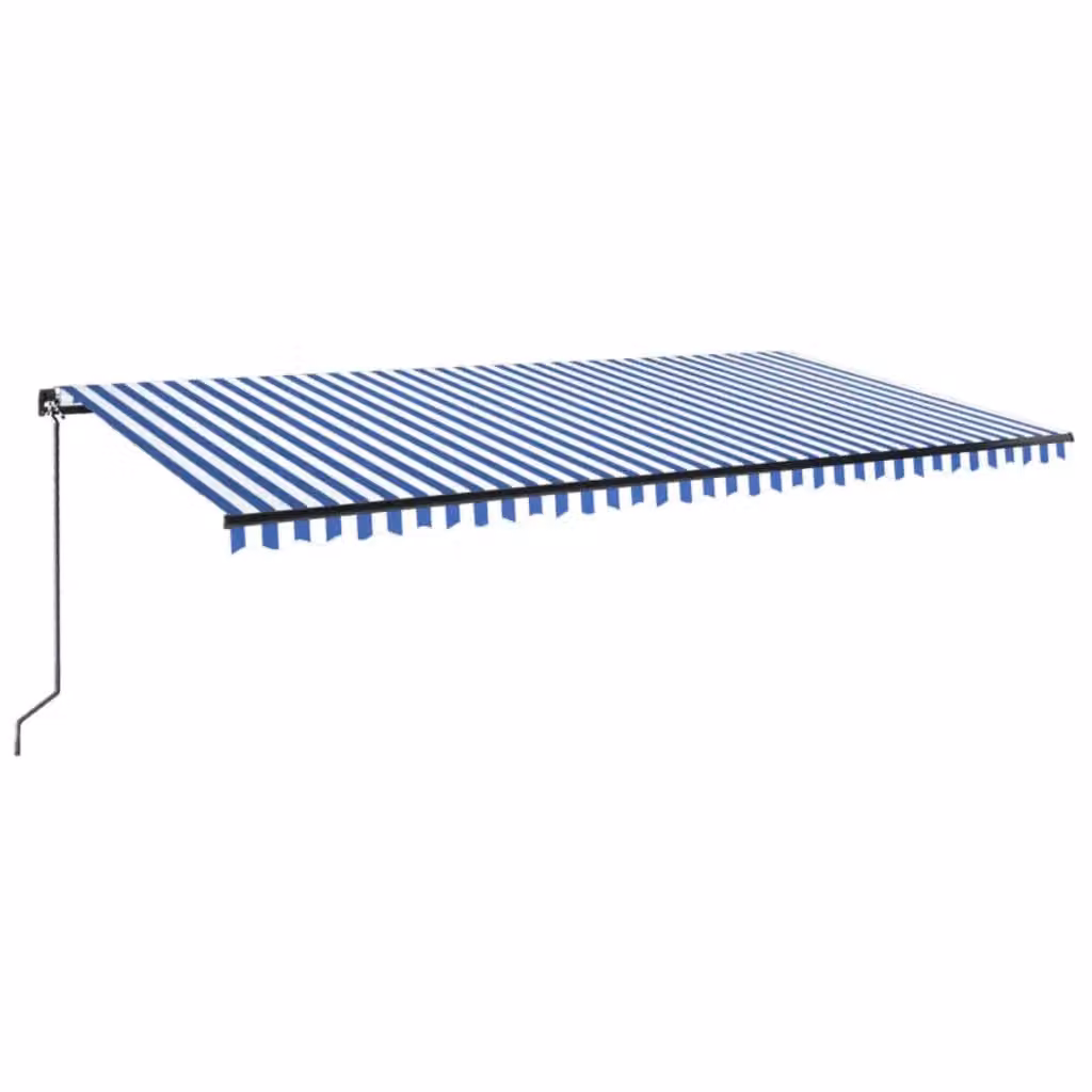 Berkfield Home Manual Retractable Awning with LED, Blue and White, W: 600 cm, D: 300 cm – 2