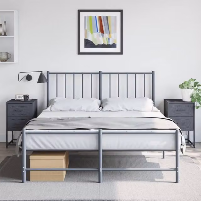 Berkfield Home Durable Metal Bedside Cabinets, 2 Pack, Anthracite Grey, W/D/H: 36 x 39 x 60.5 cm