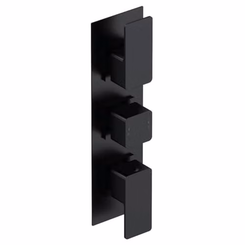 nuie WIN4TR03 Windon Modern Bathroom Concealed Square Triple Thermostatic Shower Valve with Diverter, Matt Black, W/D/H: 300 x 135 x 120 mm
