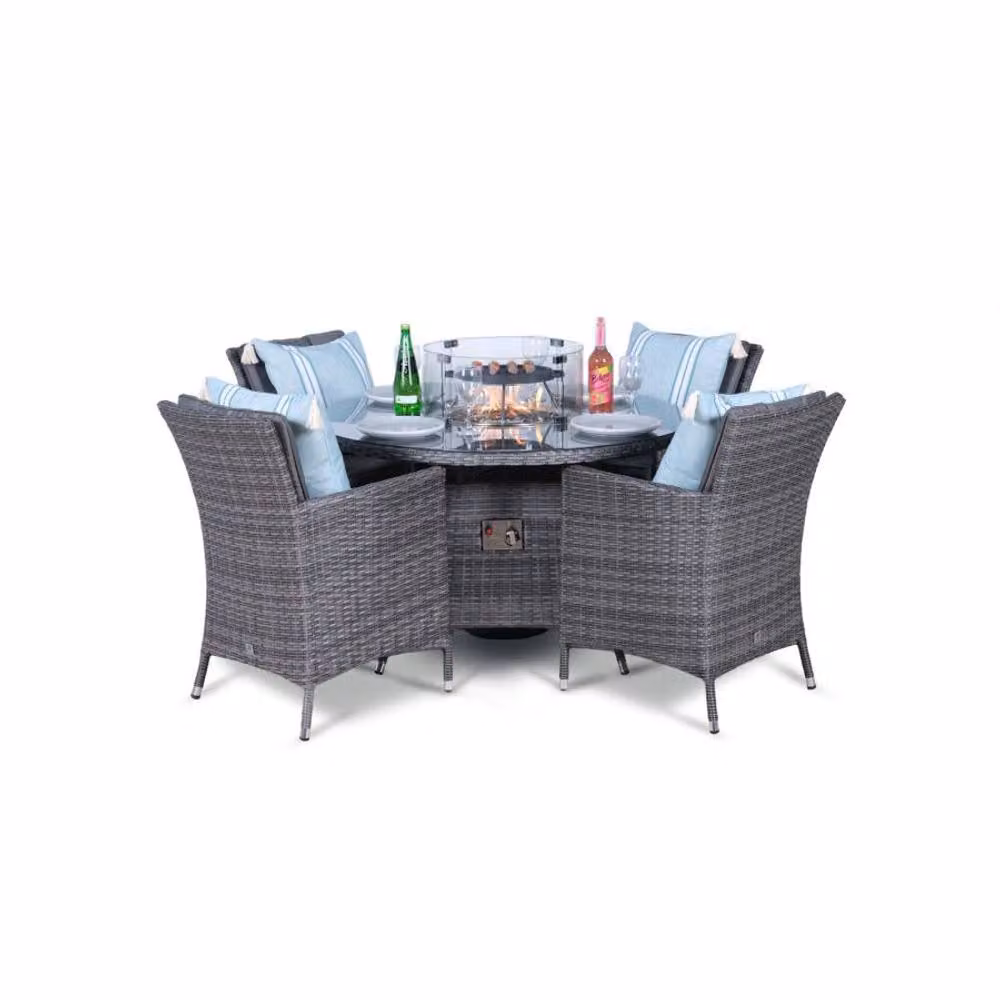 Thats Furniture Savannah 4 Seater Round Rattan Fire Pit Dining Set in Grey – 2