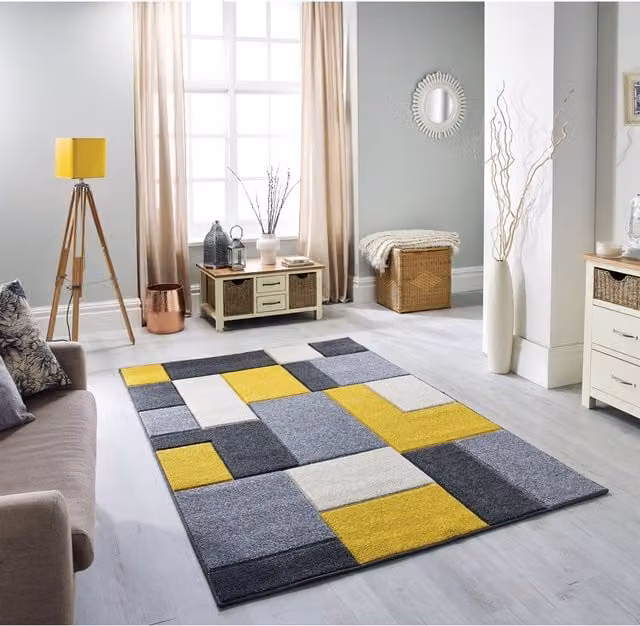 Melrose Interiors Soft Modern Geometric Woven Area Rug in Multicolour Orange, W: 200 cm, D: 285 cm