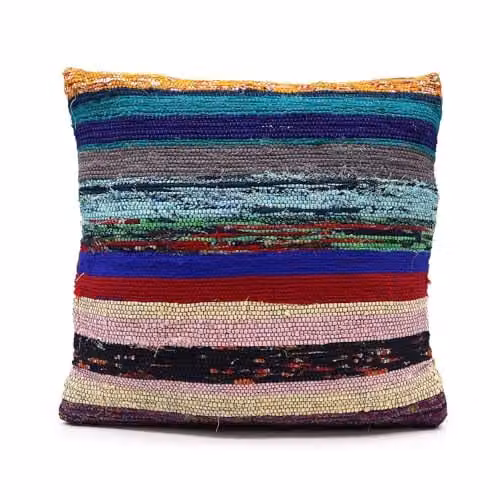 Ancient Wisdom Handmade Recycled Cotton Rag Rug Cushion Covers, Charcoal Grey and Multicolour, W/H: 45.72 x 45.72 cm