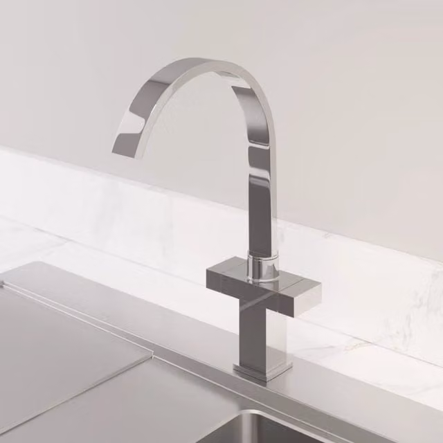 Moritza Brass Kitchen Mixer Tap with Two Handles and Swivel Spout in Chrome