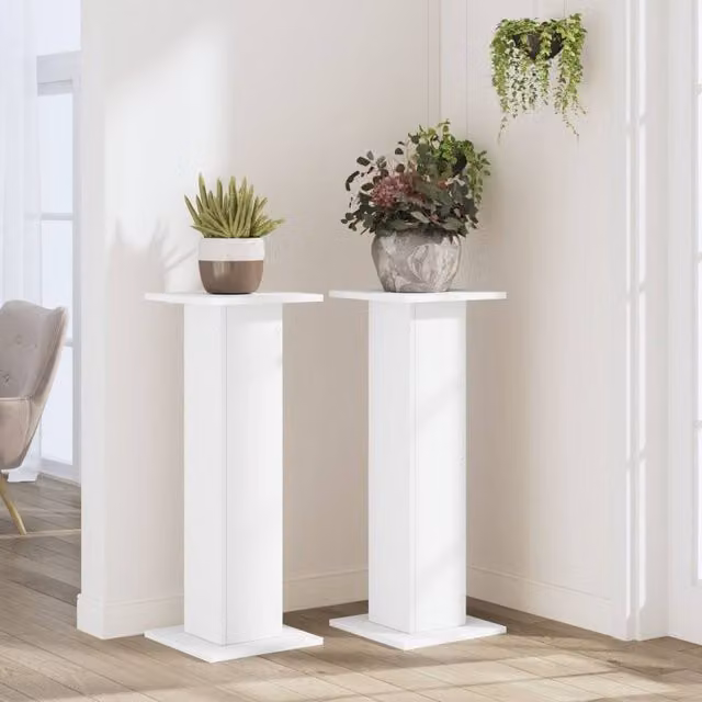 Berkfield Home Plant Stands, 2 Piece Set, White, W/D/H: 30 x 30 x 80 cm – 1