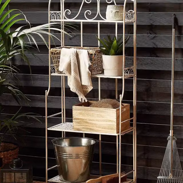 Wyld Haus 4-Tier White Metal Plant Shelf, H: 156.0 cm, W: 61.0 cm, D: 32.0 cm – 1