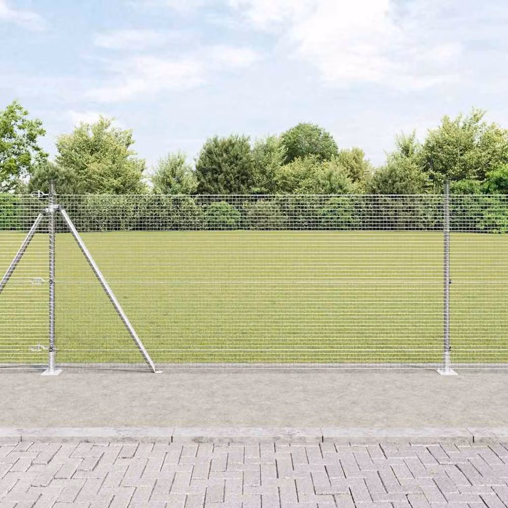 vidaXL Modern Rectangular Fence Post Set of 2 in Silver Galvanised Steel – 2