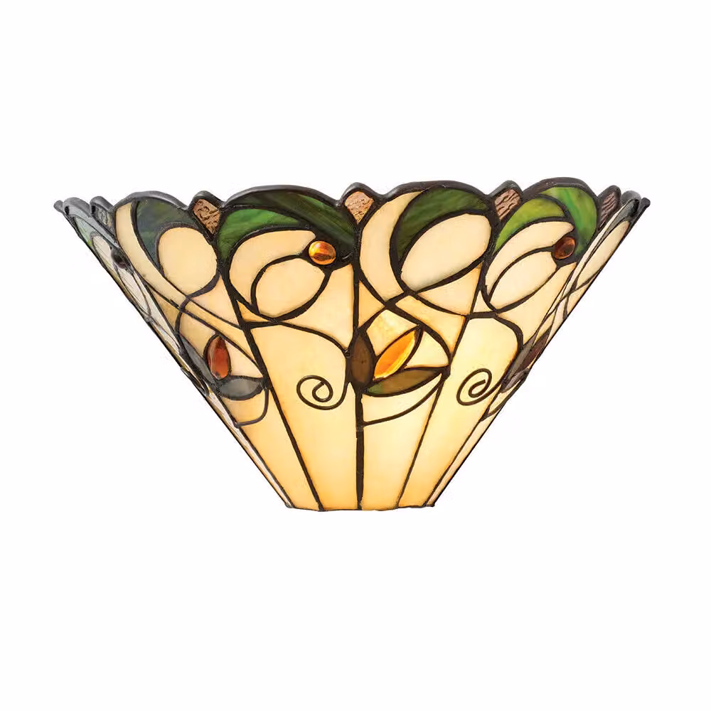 Loops Tiffany Glass Floral Design Dimmable LED Wall Light in Black and Multicolour – 3