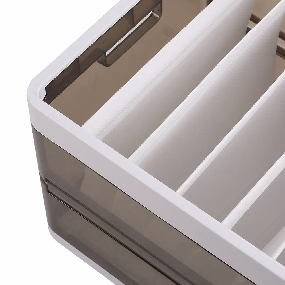 Garden Sanctuary Folding Clothes Organiser Wardrobe Drawer Storage Box with Dividers, Brown and Transparent, W/D/H: 40.0 x 20.0 x 15.0 cm – 4