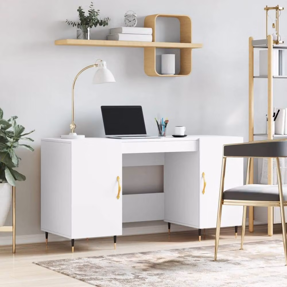 Berkfield Home Elegant White Writing Desk, W/D/H: 140 x 50 x 75 cm – 2