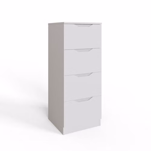 FWStyle Luno White 4 Drawer Tallboy Chest of Drawers Width: 40 cm – 1