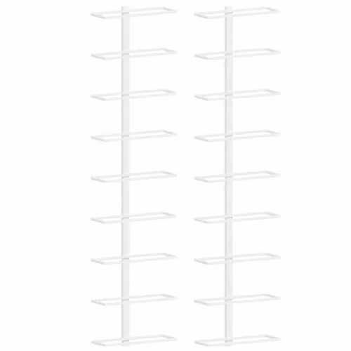 vidaXL Set of 2 White Metal Wall-Mounted Wine Racks for 9 Bottles – 1