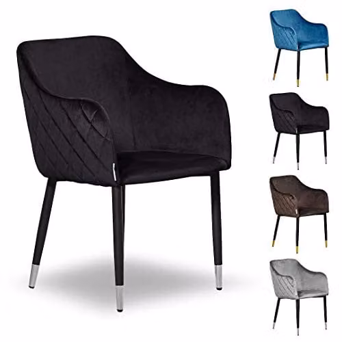 Life Interiors Verona Velvet Dining Chair in Black with Silver Accents – 5