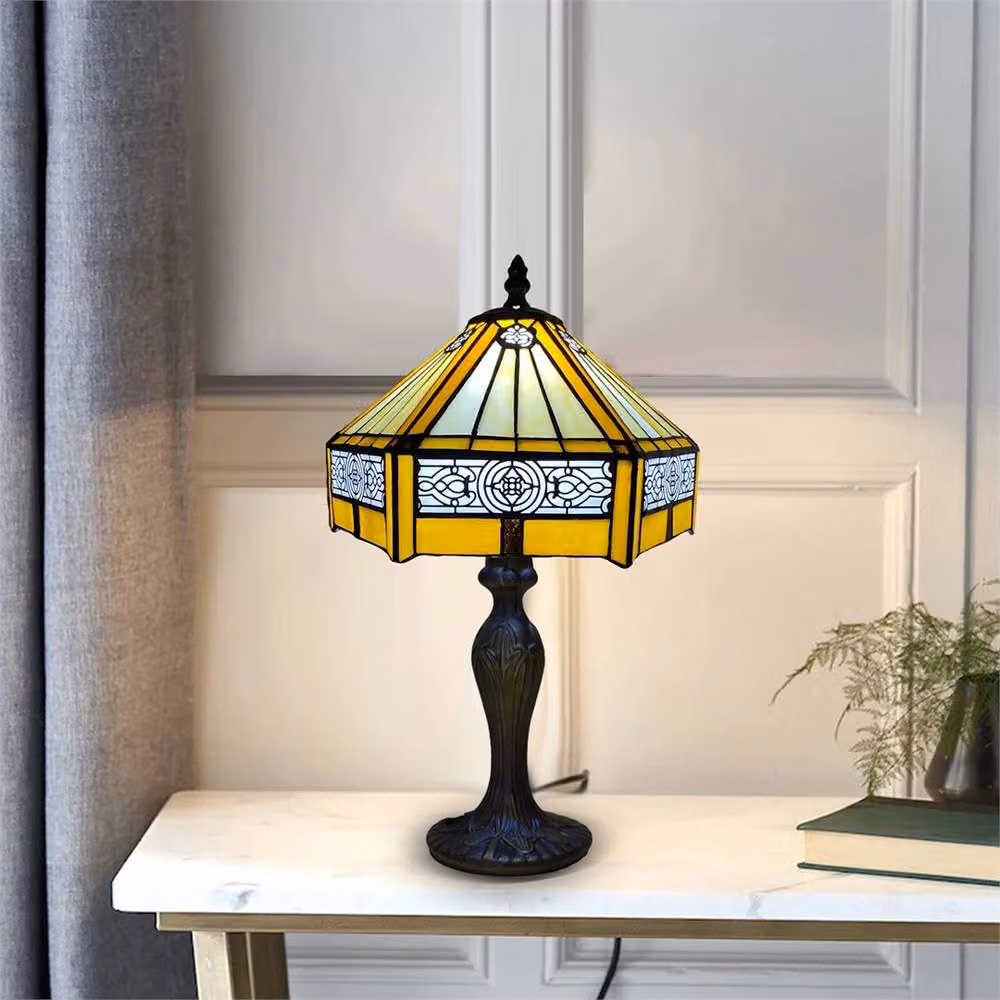 Nordara Tiffany Style Stained Glass Table Lamp in Yellow – 3