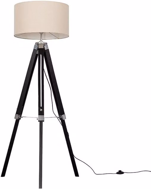 ValueLights Clipper Black Floor Lamp with Wood and Chrome Details – 1