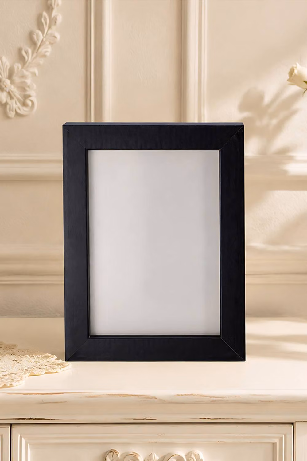 Living and Home Minimalist Single Rectangular Magnetic Wood Wall Picture Photo Frame in Black – 2