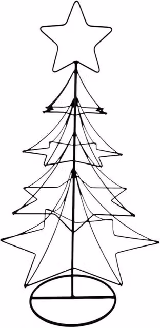 Four Candle Black Metal Wire Christmas Tree with Star, Height: 46 cm