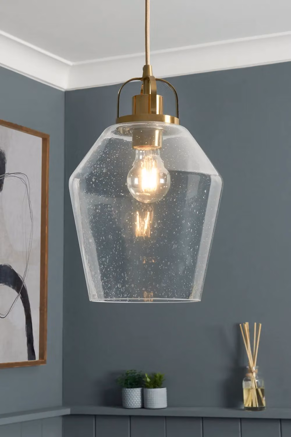 BHS Lighting Saskia Bubble Glass Pendant Ceiling Light in Gold and Transparent – 2