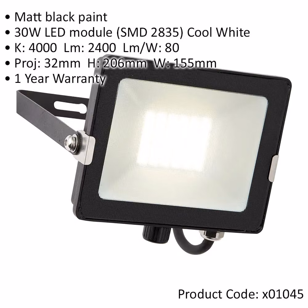 Loops 2 Pack Outdoor Waterproof LED Floodlight, 30W Cool White, Matt Black – 2