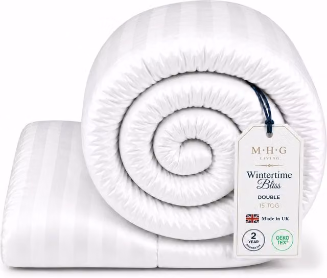 MHG Living 15 Tog Winter Microfibre Hollow Fibre Duvet, White, Double
