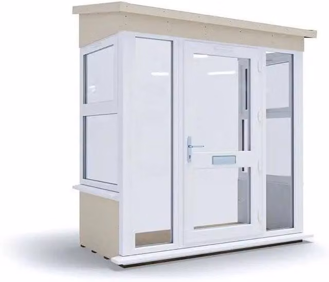 Dunster House Composite AddPorch with White UPVC Windows and Doors, Right Configuration, W: 2.0 m, D: 1.0 m