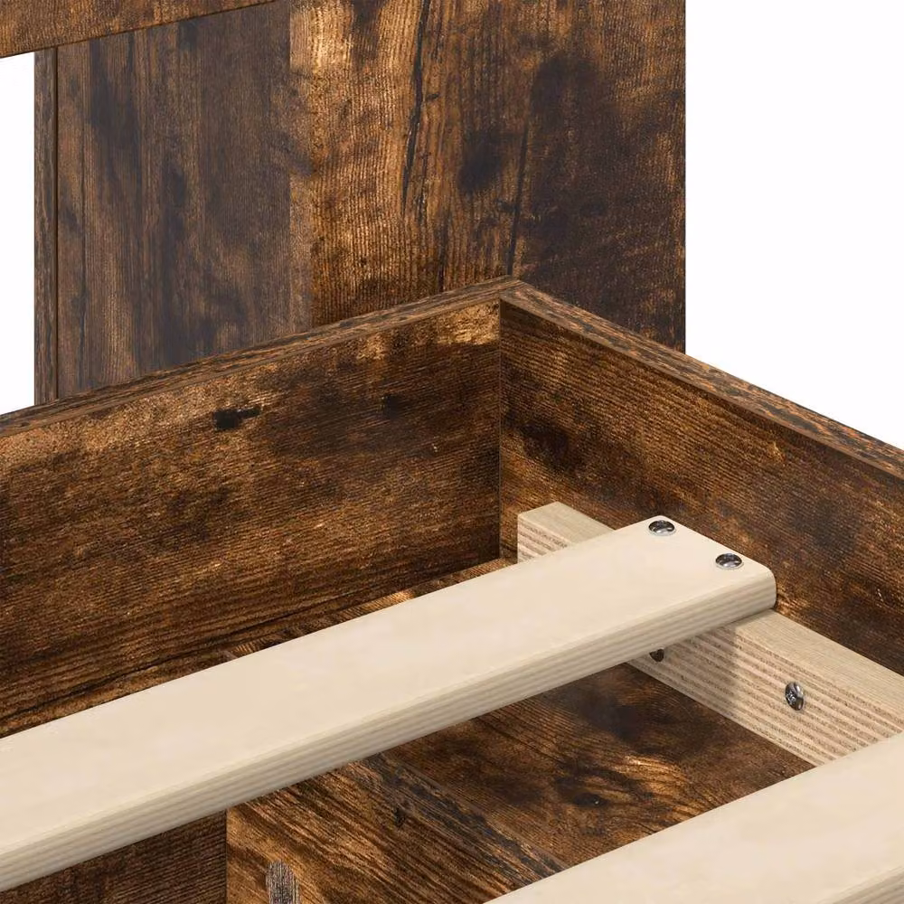 Berkfield Home Modern Bed Frame with Storage Drawers in Smoked Oak Brown, W/D/H: 75 x 190 x 80 cm – 4