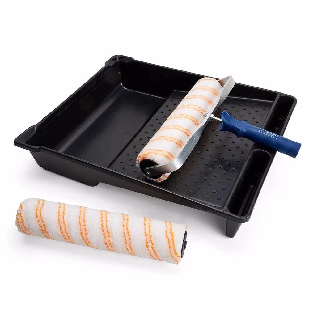SPETLEK Medium Pile Paint Roller Set with Tray and Frame, White Polyester – 2