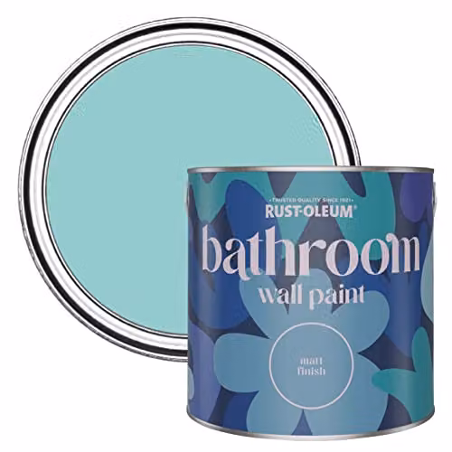 Rust-Oleum Petrol Blue Matt Water-Based Bathroom Wall and Ceiling Paint, 2.5L – 1