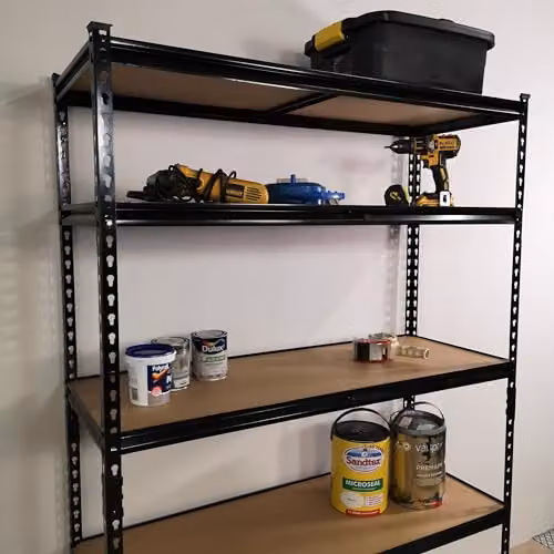 Samuel ALEXANDER Heavy Duty 5 Tier Metal Shelving Storage Racking Unit, Black, W: 122 cm, H: 183 cm, D: 46 cm – 4