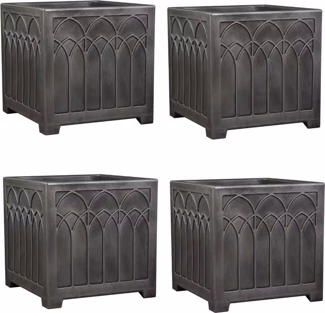Shop4allsorts Large Gothic Square Plastic Planter in Grey