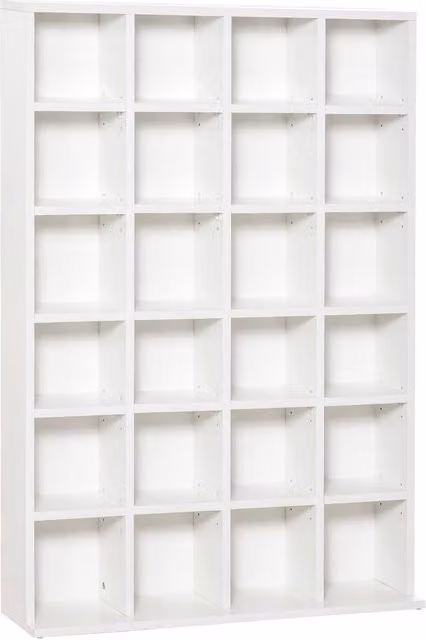 Rolipo Modern White CD Media Storage Unit with Adjustable Shelves W: 89 cm, H: 130.5 cm
