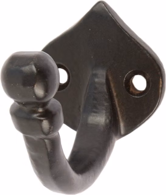 Hammer and Tongs Matt Black Powder-Coated Iron Hook, W: 35 mm, H: 40 mm – 6