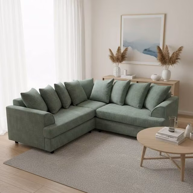 Abakus Direct Ferguson Chenille Left-Facing Corner Sofa in Dark Green
