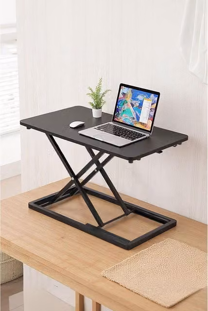 Living and Home Height Adjustable Standing Desk Converter in Black