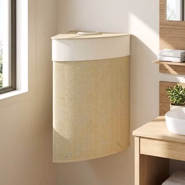 STILVORA Laundry Basket with Lid and Removable Bag, Beige/Sand, 55L – 1