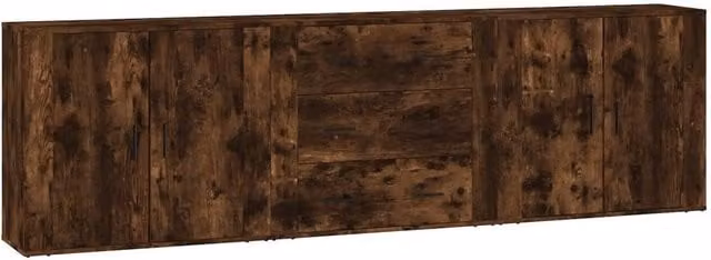 Berkfield Home 3-Piece Smoked Oak Sideboard Set in Brown – 1