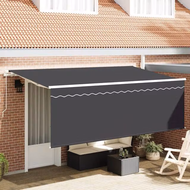 Berkfield Home Retractable Wall-Mounted Folding Arm Awning in Anthracite, White and Grey
