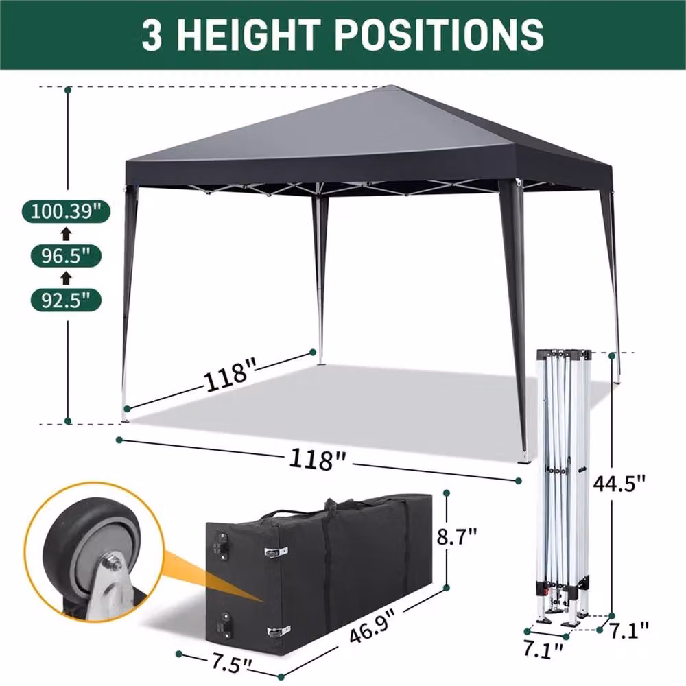SPETLEK Waterproof Pop Up Garden Tent, Grey, 3 x 3 m – 2