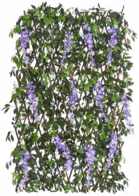 Garden Mile Artificial Wisteria Floral Screening Trellis in Green and Purple