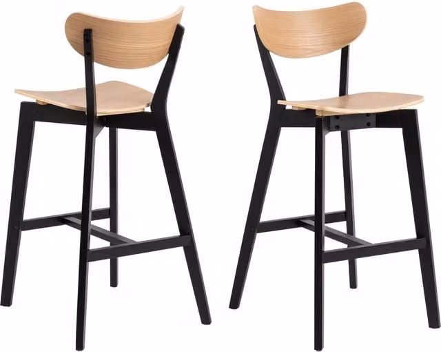 Furniture To Go Roxby Bar Stool Set of 2, Black and Oak – 1