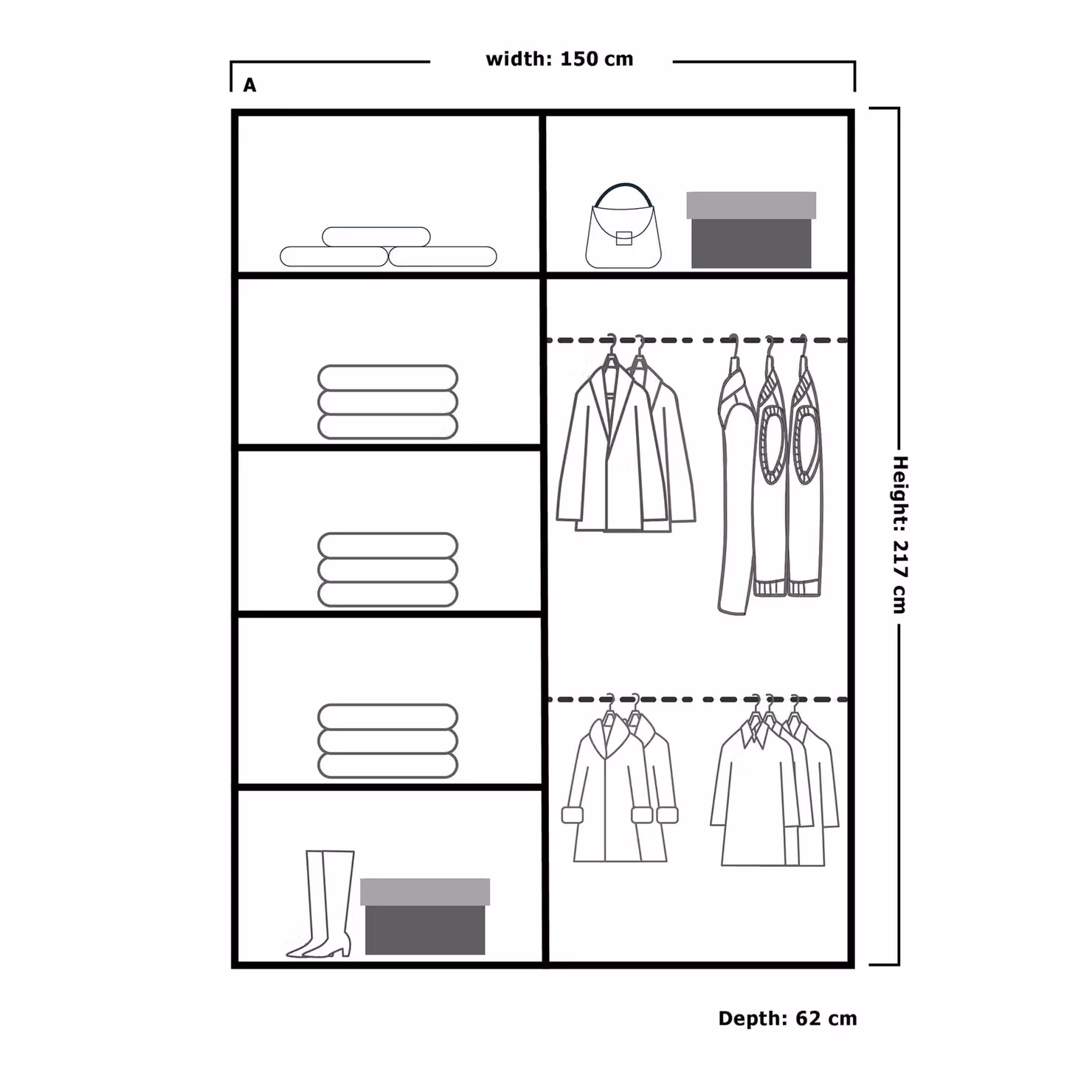 Sliding Wardrobes 4U Ribon Grey Mirror Sliding Door Wardrobe W: 150 cm, H: 217 cm – 2