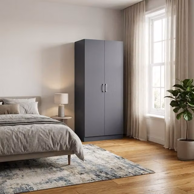 Swish Furniture Highbury 2 Door Double Wardrobe in Matt Grey